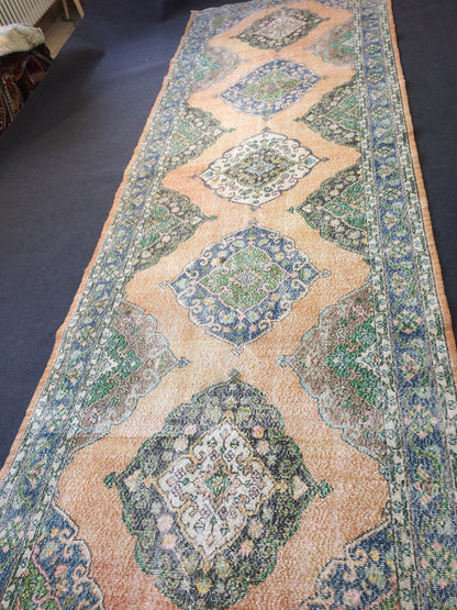 14 x 5 ft Runner Turkish Runner Rug Vintage Rug Hand Made Oushak Rug Wool Rugs