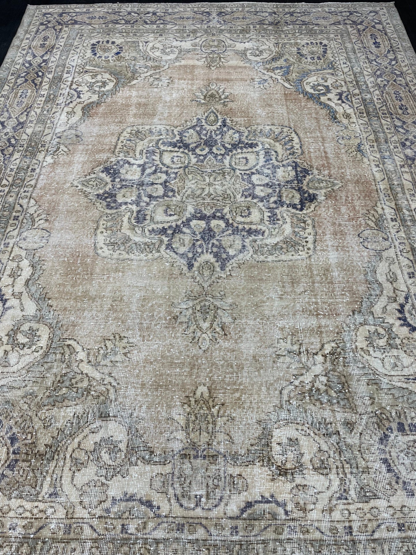 Muted Persian RUG 7.4 x 10.7 Turkish Oushak Rug Vintage Large Rug Vintage Rug Wool Muted Distressed Rug Handmade Rug Hand Knotted Rug