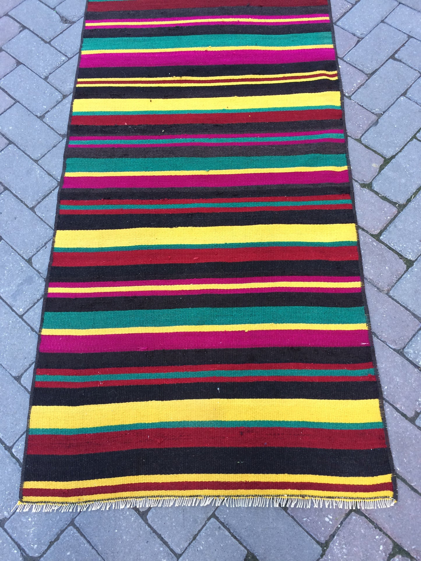 2.6 x 10.4 Flat Woven Oushak Runner Rug Turkish Flat Weave Runner Rug Vintage Runner Rug Hallway Runner Rug Kitchen Runner Rug Wool Runner