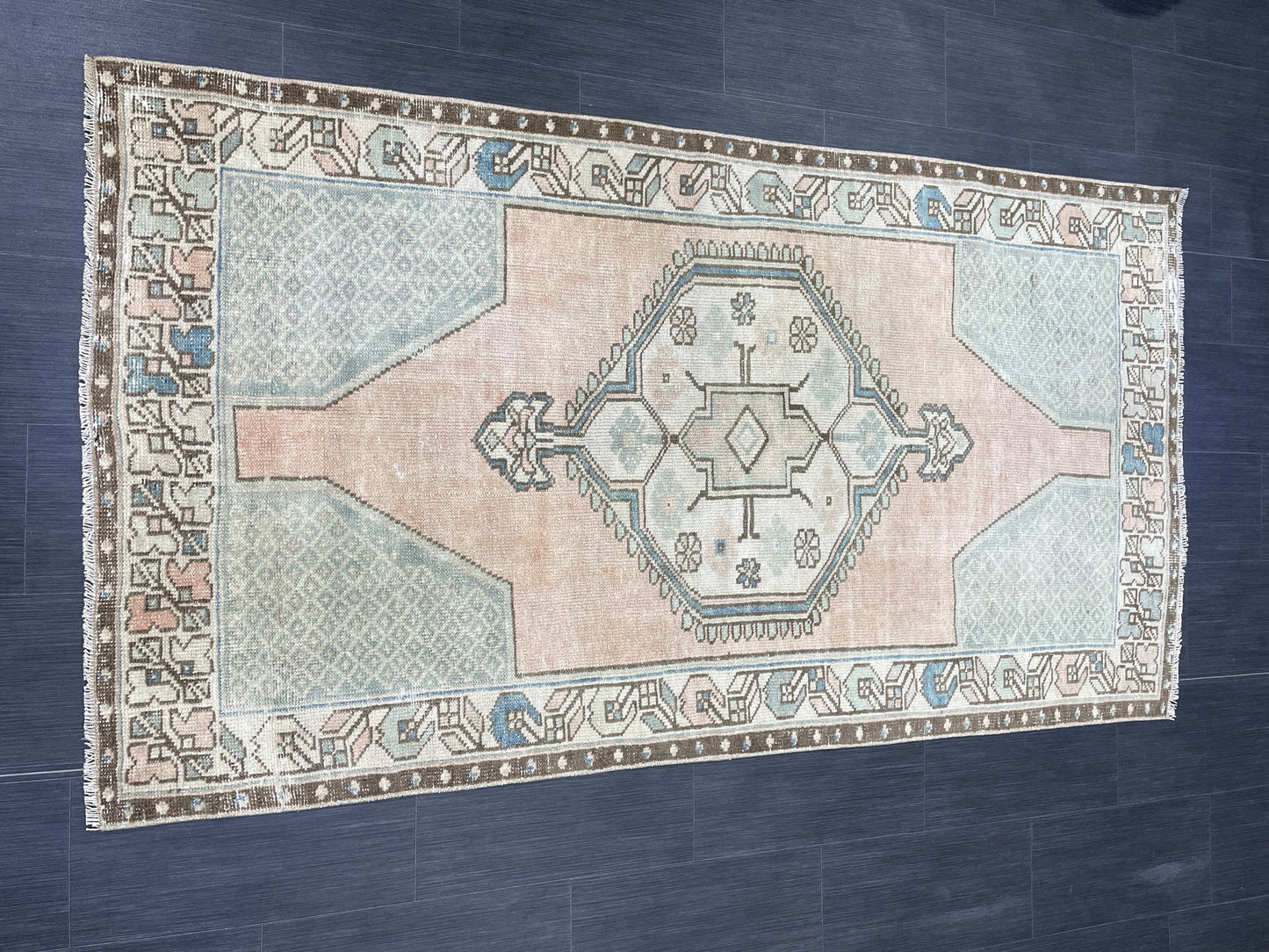 Handmade Rug, Hand Knotted 3.8 x 7 Rug, Oushak Rug, Rustic Rug, Bohemian Rug, Turkish Rug, Antique Rug, Vintage Rug, Wool rug