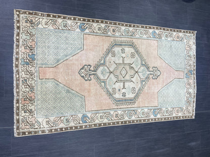 Handmade Rug, Hand Knotted 3.8 x 7 Rug, Oushak Rug, Rustic Rug, Bohemian Rug, Turkish Rug, Antique Rug, Vintage Rug, Wool rug