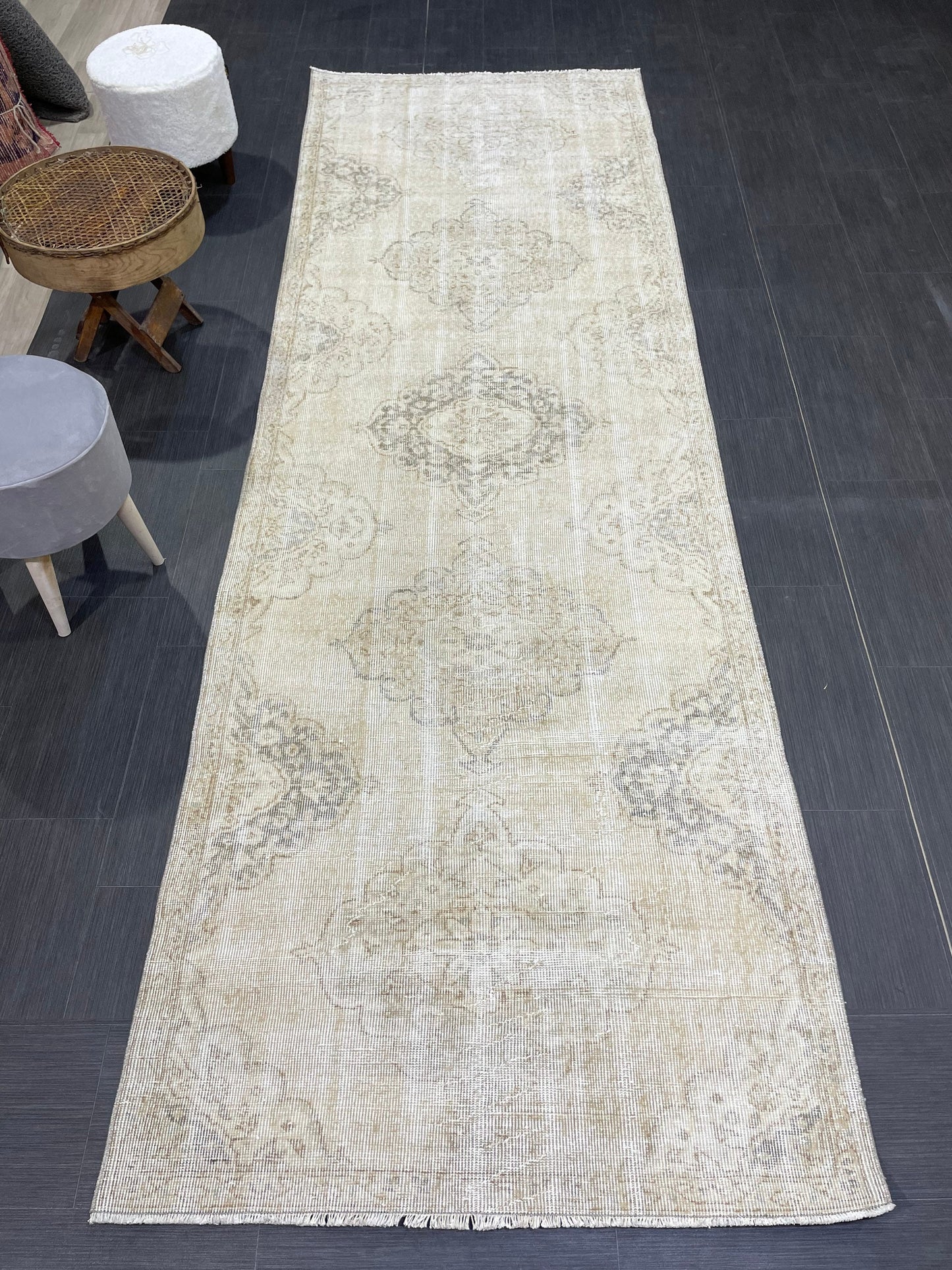 Vintage Persian Runner Rug, 3.6 x 10.8 Handmade Runner Rug, Turkish Runner Rug, Vintage Runner Rug, Hallway Runner, Kitchen Runner Rug