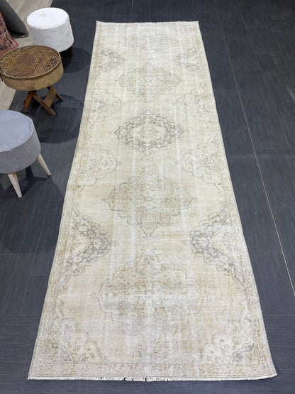 Vintage Persian Runner Rug, 3.6 x 10.8 Handmade Runner Rug, Turkish Runner Rug, Vintage Runner Rug, Hallway Runner, Kitchen Runner Rug