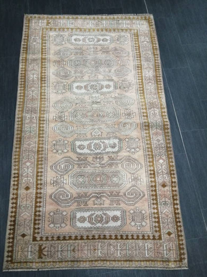 WOOL RUGS, 3.3 x 5.9 Vintage Turkish Oushak  Rug, Hand woven Rug, Persian Living Room Rug, Oriental Rug, Farmhouse Rug,Knotted Rug