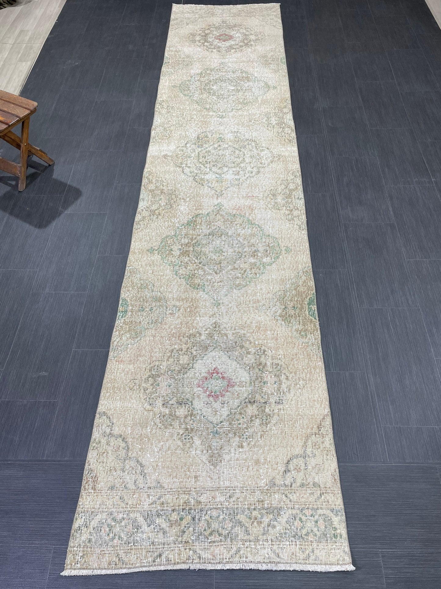 Handmade Runner Rug 2.7 x 12.4 Turkish Runner Rug Vintage Runner Rug Hallway Runner Rug Kitchen Runner Rug Hand Knotted Runner Rug