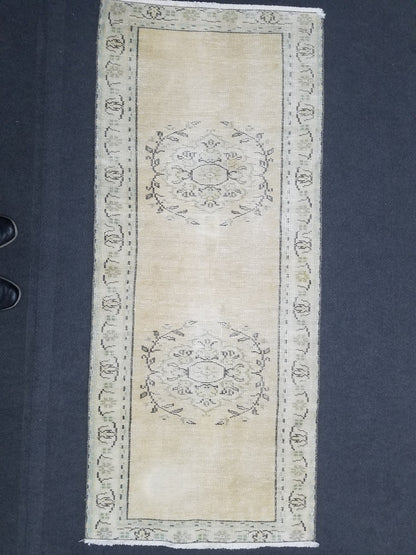 Distressed vintage runner rug, 2'6x5'10 oushak wool runner rug, rustic handmade rug, hand knotted runner rug,