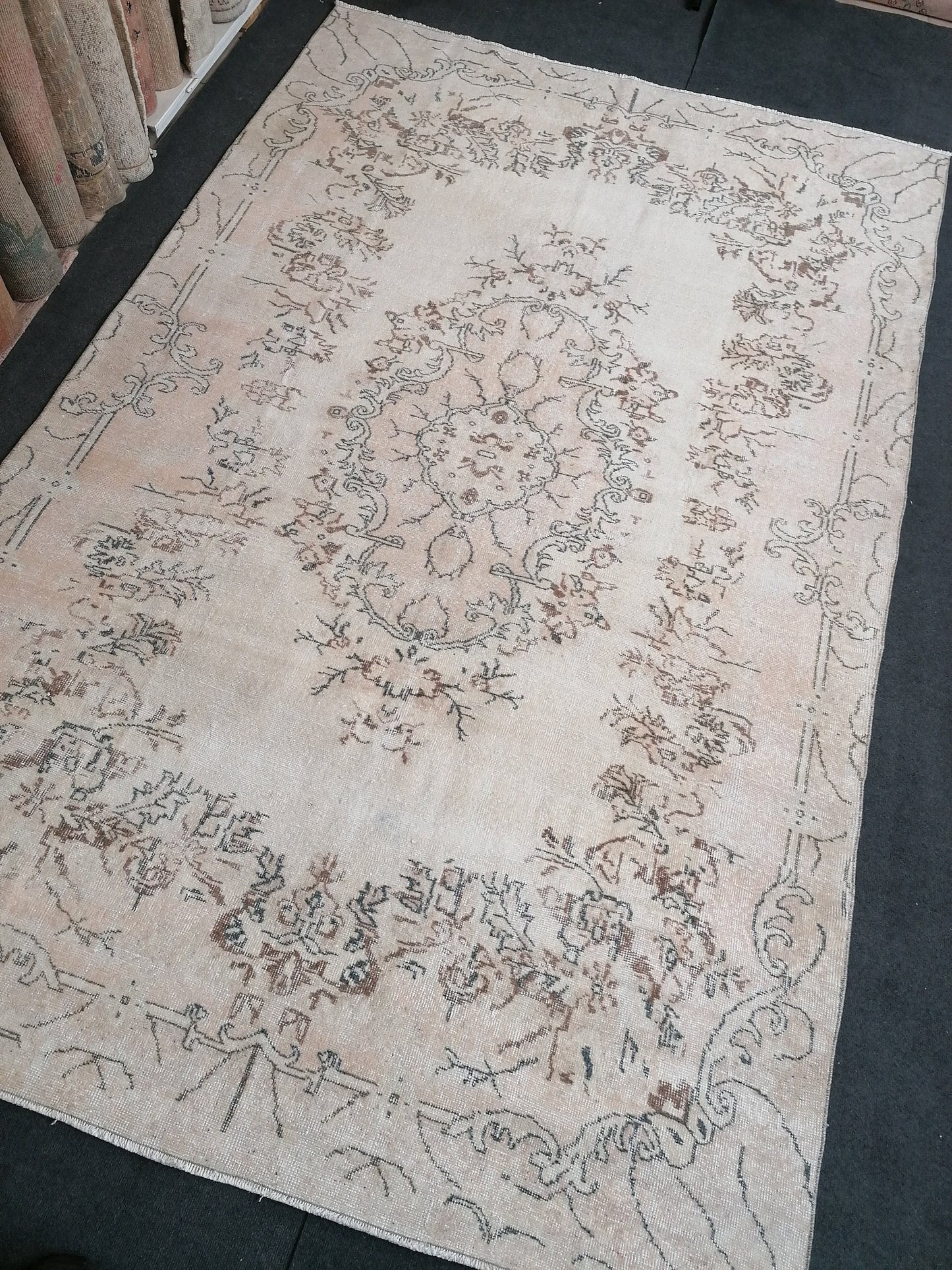 10.2 x 6.5 Oushak rug - large turkish oushak rug, vintage rug - vintage hand made rug, kitchen rug