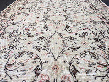 Vintage living room rug , wool pile Rug, TURKISH HAND MADE Rug, Earth Tones Rug,pastel oushak rug ,Traditional rug,Turkish Oushak Rug,