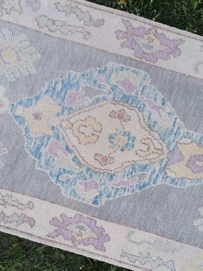 2'11x13'4 oushak wool runner, turkish oushak new production handmade rug, hallway runner rug