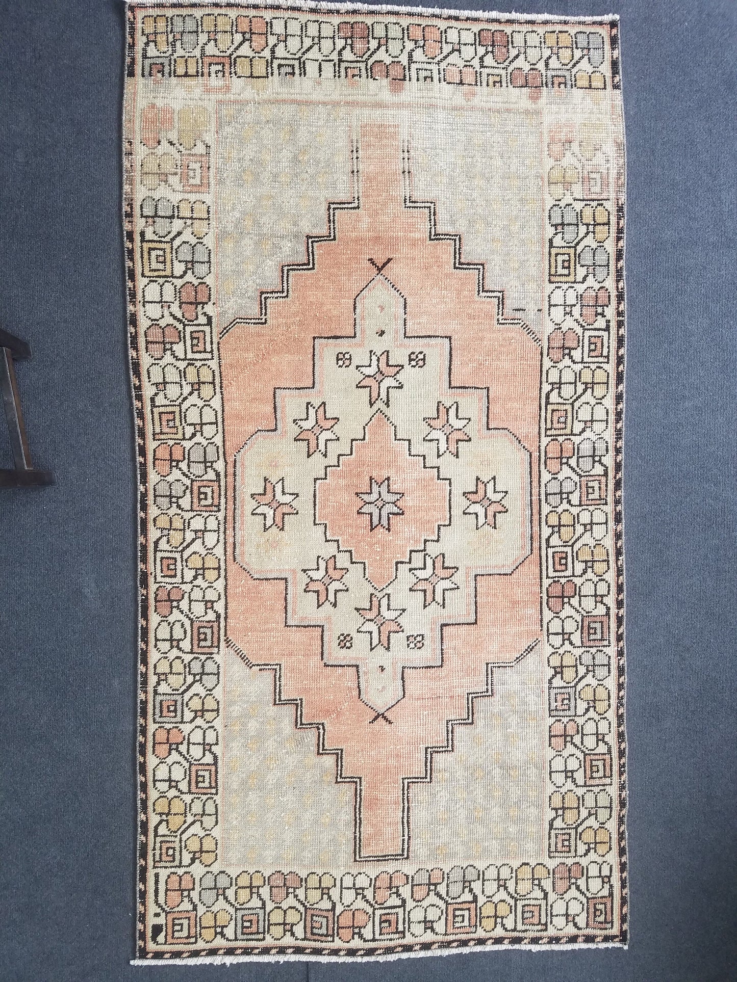 Pastel turkish rug, vintage area rug, oushak rug, wool rug,  handmade rug 6'6*3'6 feet