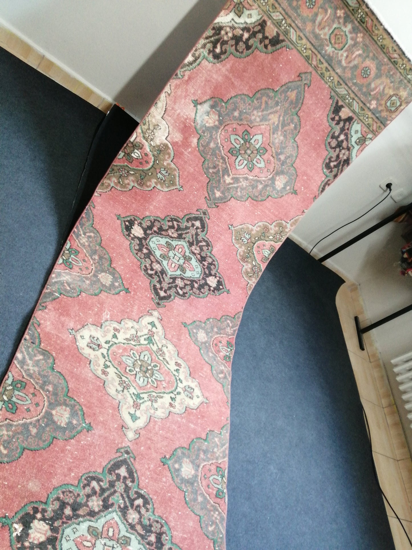 12.7 x 3 Oushak Runner Rug Turkish Runner Rug Vintage Runner Rug Hallway Runner Rug FLORAL RUG RUNNER