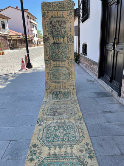 Vintage Hand Knotted 2.5 x 19.6 Extra Long Turkish Runner Very Long Stairs Runner Rug Vintage Runner Rug XL Oriental Runner Staircase Runner