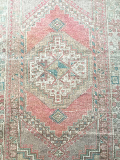 3.5x6 feet destroyed turkish handmade rug, large vintage beige kitchen rug, wool oushak large living room carpet, bedroom area anatolian rug