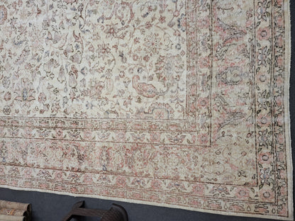 Large OUSHAK RUG, TURKISH Oushak 8.2 x 11.9 Rug, Distressed Rug, Vintage Persian Rug, Wool Oriental Rug, Handmade Rug, Vintage Muted Rug