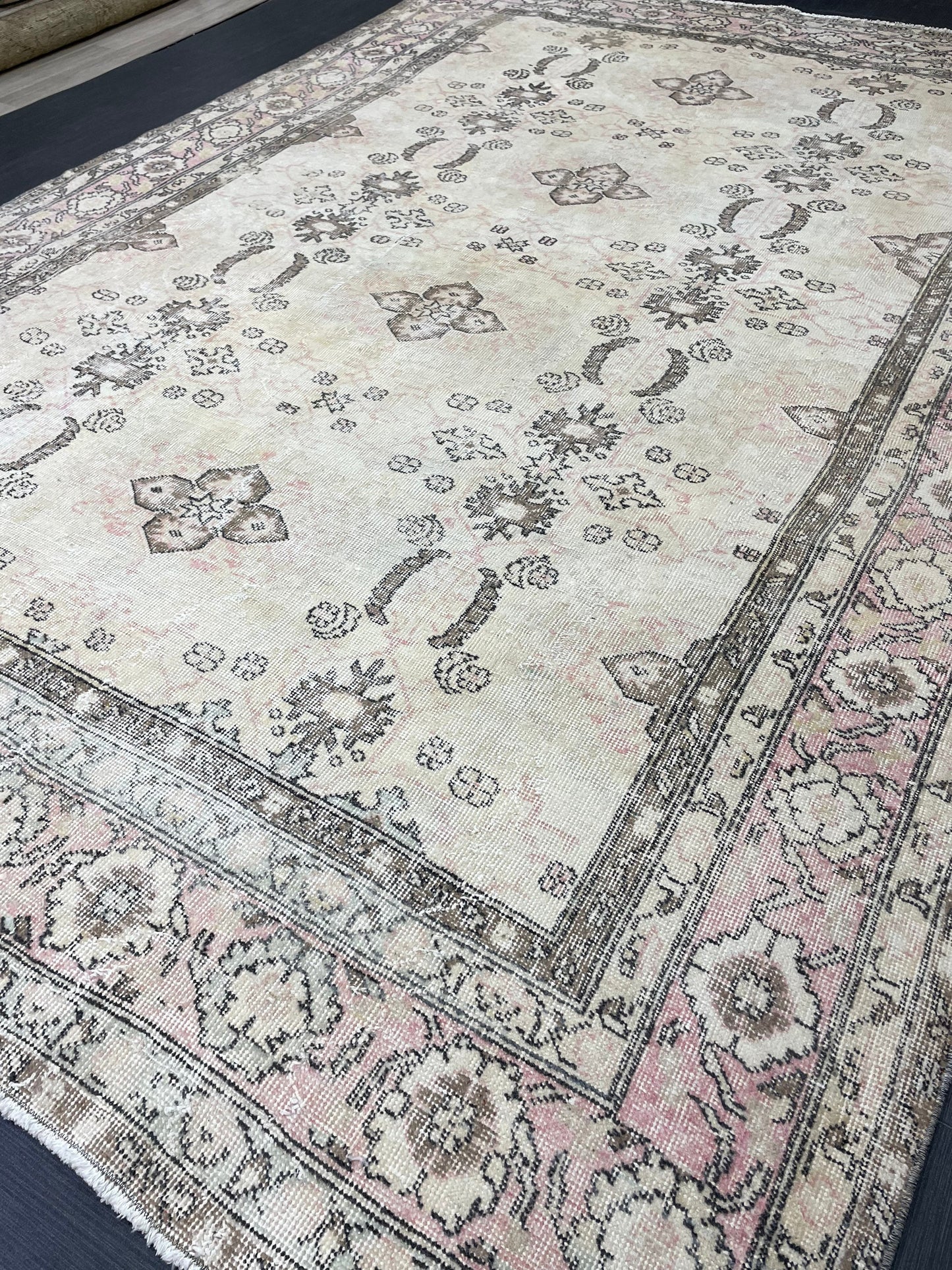 Vintage Rug 6.9 x 10.3 Vintage Persian Rug Muted Wool Oriental Rug Blue Hand Made Rugs Blue Distressed Turkish Rug Antique Rug