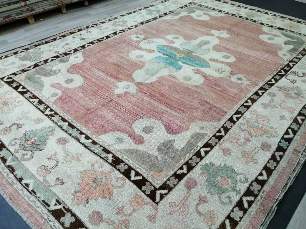 Authentic OUSHAK RUG 12.7 x 9 Oushak Rug Vintage Oushak Rug Vintage Rug Wool Oushak Rug Hand Made Rugs Vintage Turkish Rug