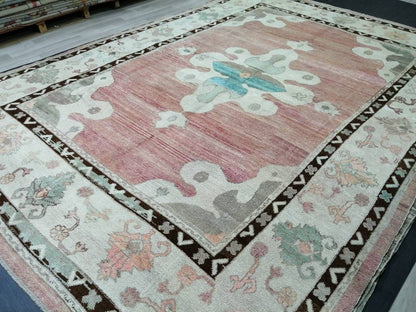 Authentic OUSHAK RUG 12.7 x 9 Oushak Rug Vintage Oushak Rug Vintage Rug Wool Oushak Rug Hand Made Rugs Vintage Turkish Rug