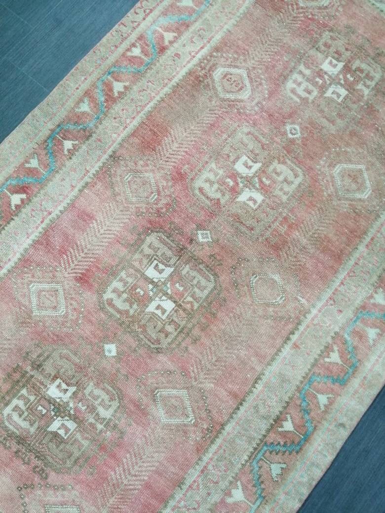 TURKISH Rug Vintage Rug 3.9 x 8.2 Vintage Rug Wool Oushak Rug Hand Made Rug 4x8 Oriental Rug Turkish Rug