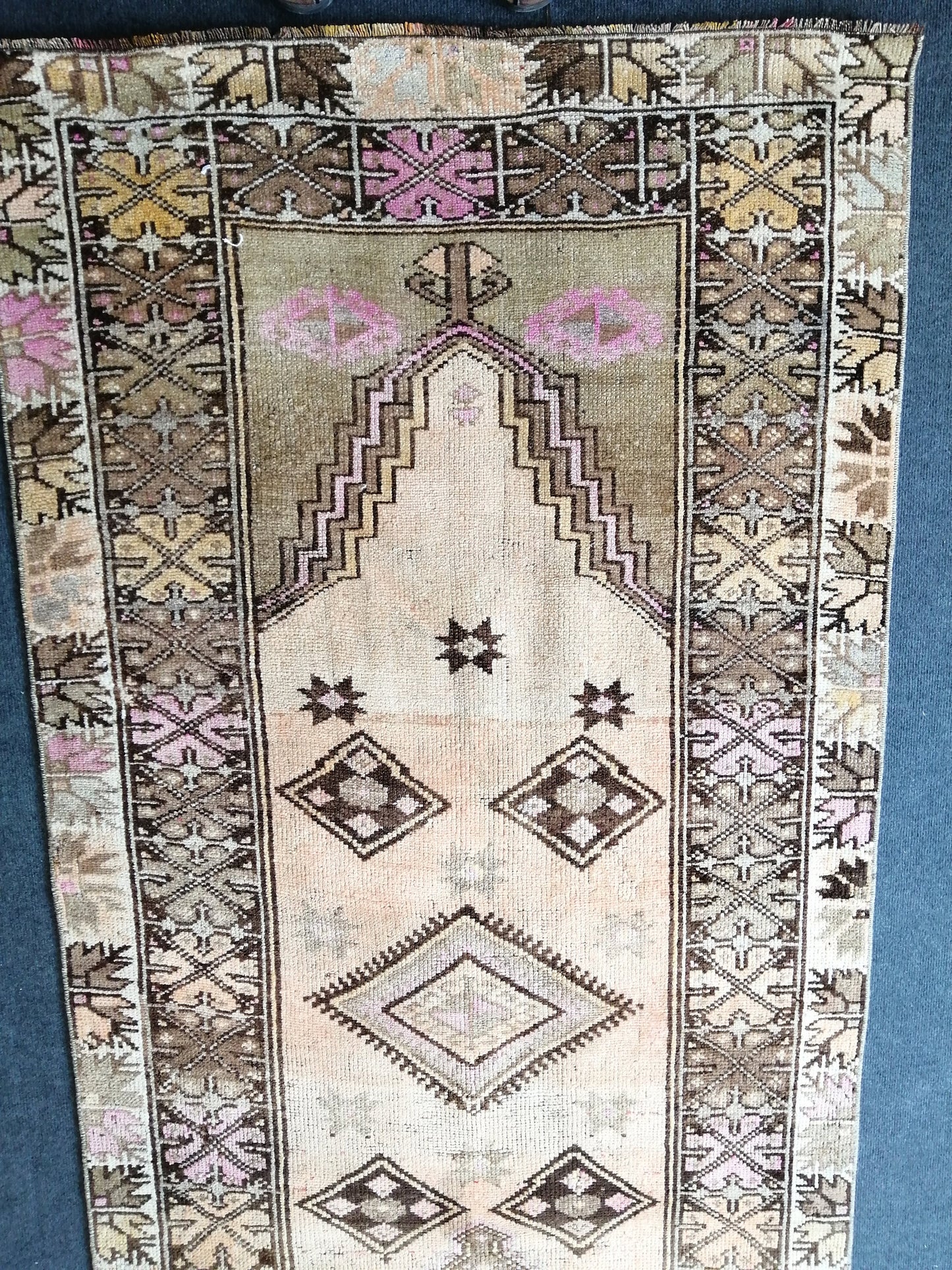 Oushak Runner Rug Turkish 3.4 x 11  Runner Rug Vintage Runner Rug Hallway Runner Rug Kitchen Runner Rug Wool Runner Rug Wool Oushak Rug