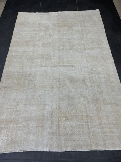 Neutral RUG TURKISH Rug 6.7 x 10 Vintage Rug Natural Wool Oushak Rug Handmade Persian Rugs Vintage Plain Rug Neutral Oriental rug