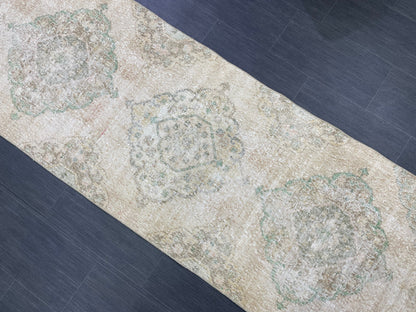 Handmade Runner Rug 2.7 x 12.4 Turkish Runner Rug Vintage Runner Rug Hallway Runner Rug Kitchen Runner Rug Hand Knotted Runner Rug