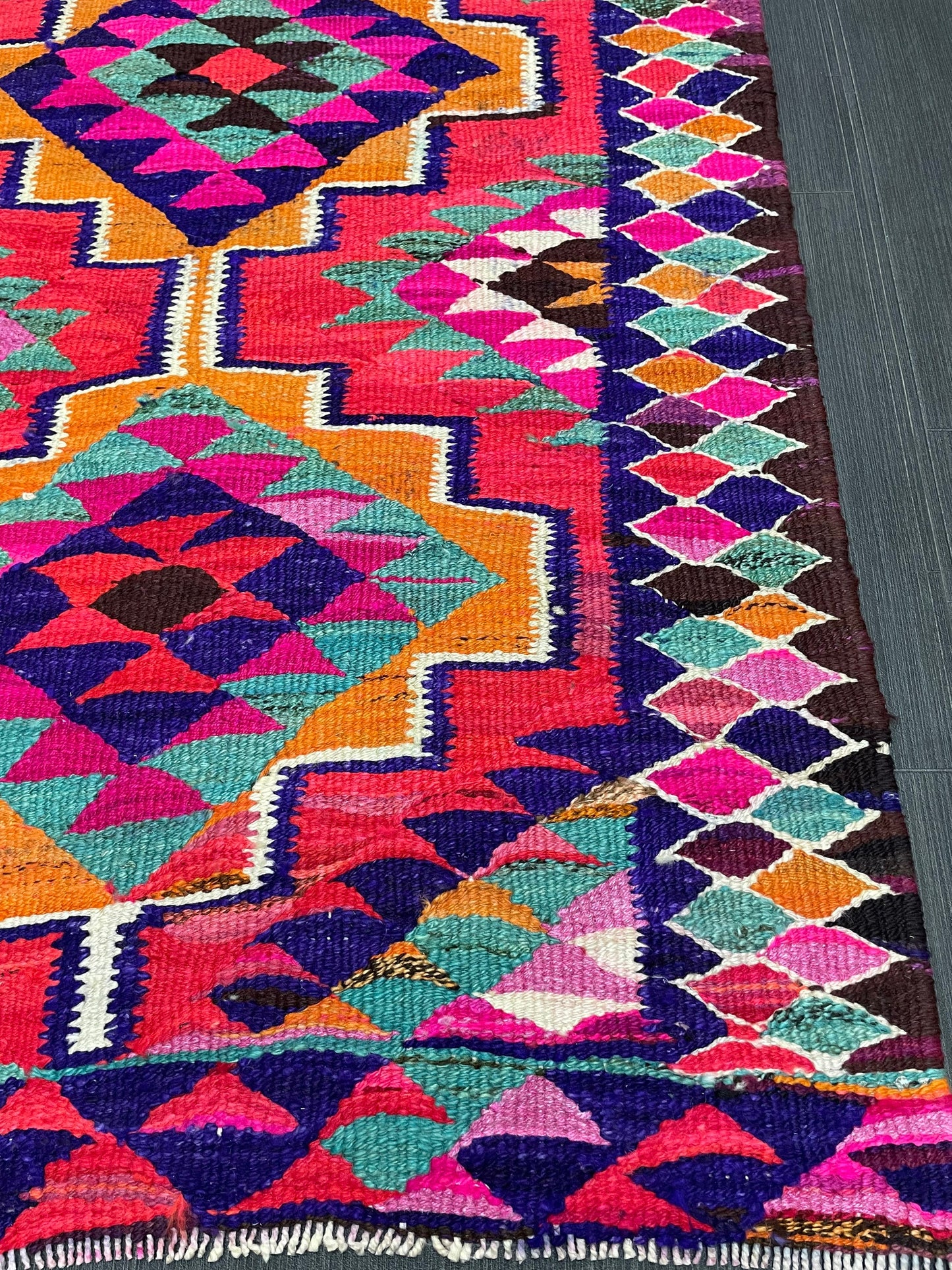 Vintage Runner rug 3 x 9.8 Handmade Flat woven Runner Kilim Runner Rug Boho Oriental Runner Vintage Flat weave Rug Wool Carpet Rug