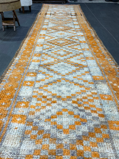 MUTED Staircase Runner Rug, 3.2 x 13.2 Vintage Turkish Runner, XL Vintage Oriental Runner Rug, Oushak Runner Rug, Plush Soft Wool Runner