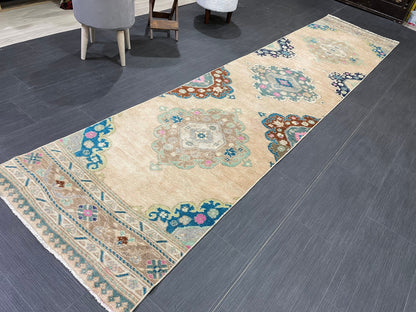 Handmade Runner RUG 2.5 x 11.5TURKISH Oushak Rug Vintage Runner Rug Vintage Runner Rug Wool Oushak Rug Antique Rug Hand Knotted Rug