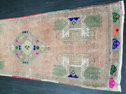 Vintage Turkish Rug Mini Rug Small Area Rug Turkish Rug Oushak Rug Persian Hand Made Rug Oriental Vintage Rug Door Mat