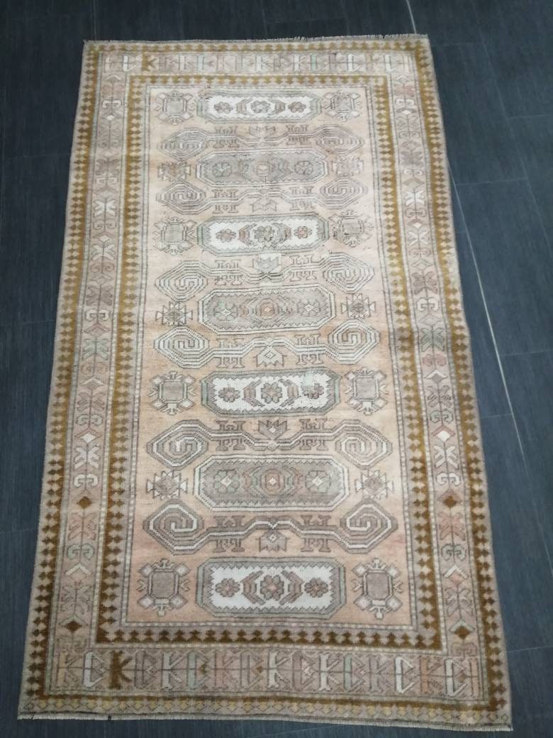 WOOL RUGS, 3.3 x 5.9 Vintage Turkish Oushak  Rug, Hand woven Rug, Persian Living Room Rug, Oriental Rug, Farmhouse Rug,Knotted Rug