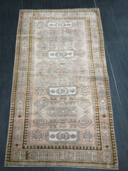 WOOL RUGS, 3.3 x 5.9 Vintage Turkish Oushak  Rug, Hand woven Rug, Persian Living Room Rug, Oriental Rug, Farmhouse Rug,Knotted Rug