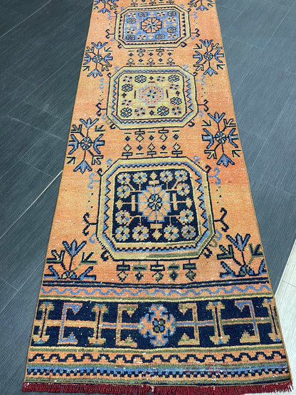 XL Long Handmade Runner Rug 2.6 x 19.7 Long TURKISH Runner Rug Vintage Runner Rug Oriental Runner Rug Staircase Runner Hand Knotted Runner