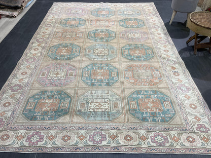 Antique Persian RUG, Turkish Oushak 6.5 x 9.6 Rug, Vintage Rug, Vintage Rug, Wool Muted Fine Knotted Rug, Handmade Rug,