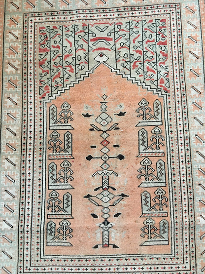 3x5 feet natural turkish living room floor rug, handmade vintage area large rug, hallway middle wide rug, oushak etnique style bedroom rugs