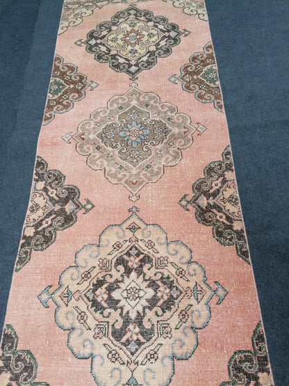 2'9x12'6 oushak turkish runner, vintage wool rug, hallway runner, vintage handmade runner, kitchen runner rug