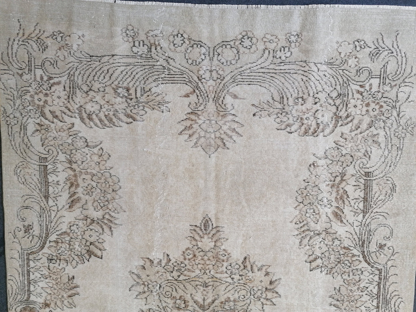 5.7 x 9 Large muted rug  vintage turkish rug, faded oushak vintage rug, kitchen rug, vintage anatolian rug, unique handmade