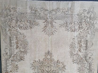 5.7 x 9 Large muted rug  vintage turkish rug, faded oushak vintage rug, kitchen rug, vintage anatolian rug, unique handmade
