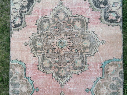 Vintage wool runner 2'10x12'7 hallway oushak runner, distressed turkish handmade runner, kitchen runner rug, entery rug