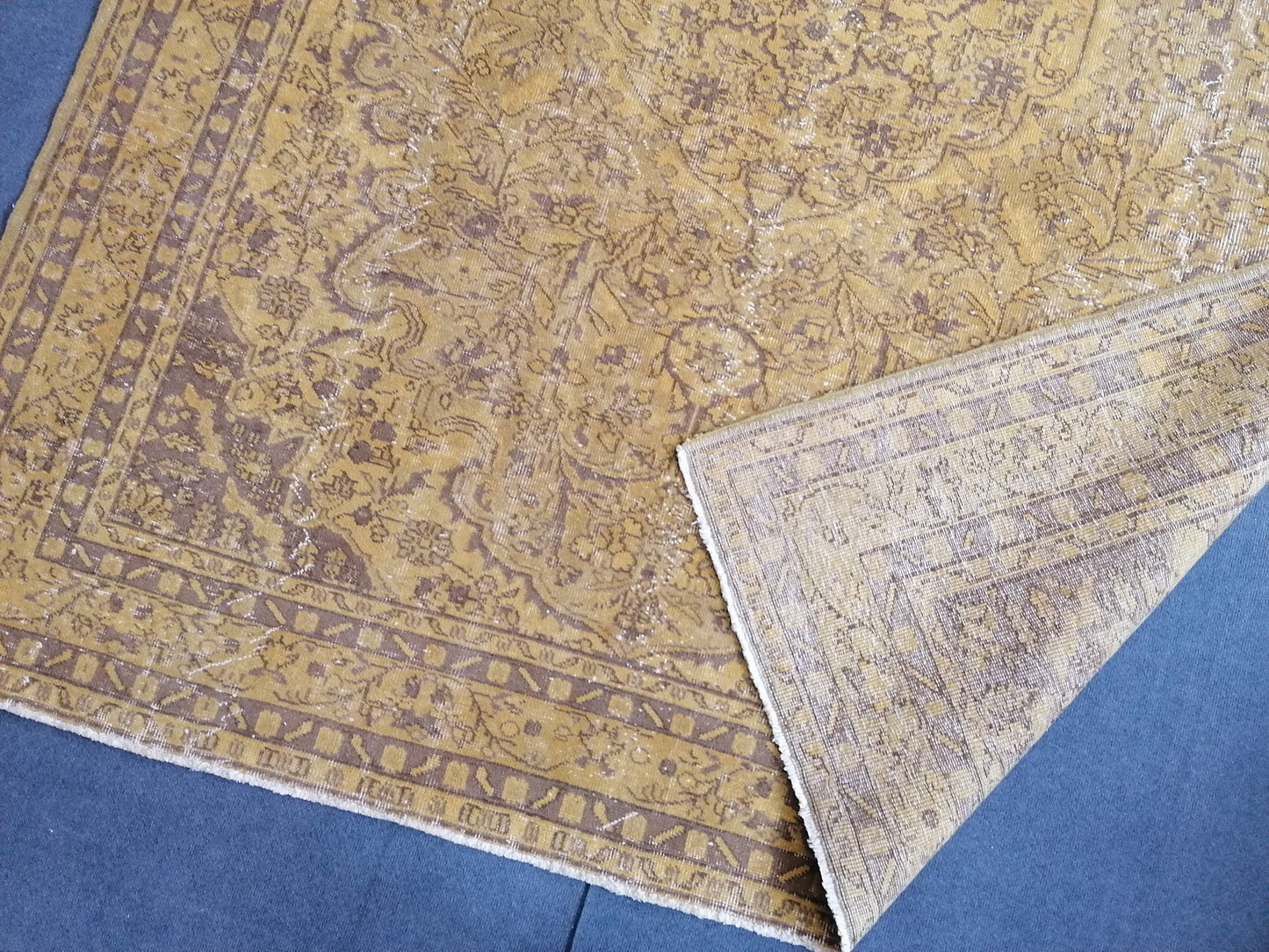 7x10 vintage oushak rug, large turkish rug, hand made wool rug, living room rug, rustic unsual tribal rug retro style,