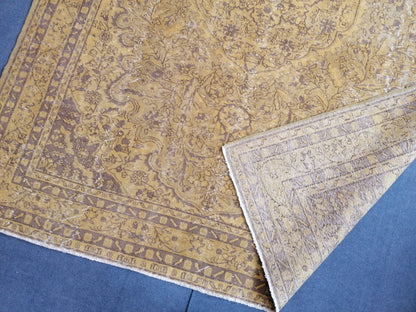 7x10 vintage oushak rug, large turkish rug, hand made wool rug, living room rug, rustic unsual tribal rug retro style,