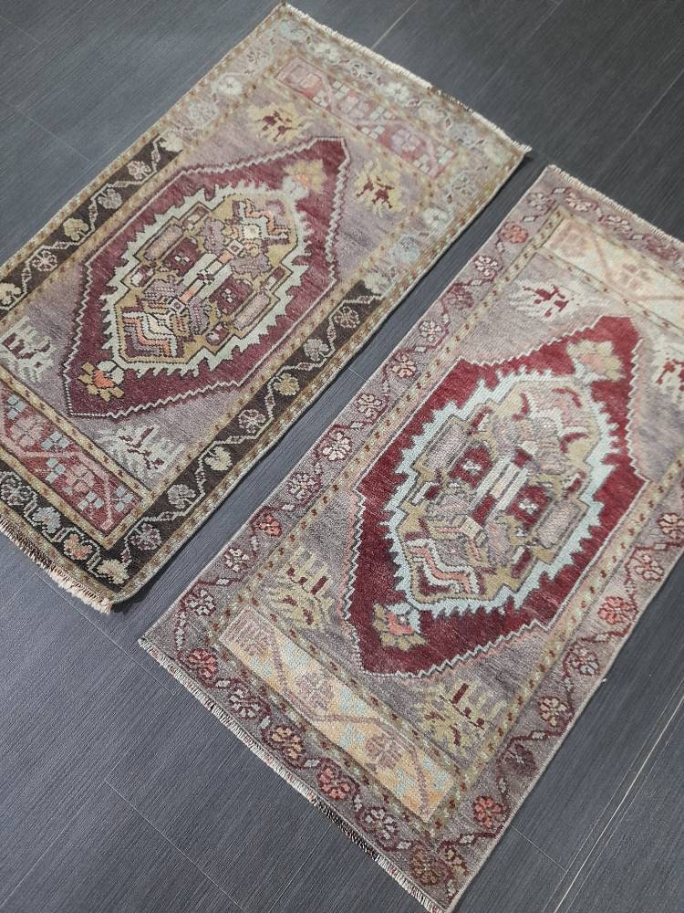 Coordinating Small Rug Turkish Rug Mini Twin Small Area Rug 1.6 x 3 Turkish Oushak Rug Persian Hand Made Rug Matching Oriental Vintage Rug