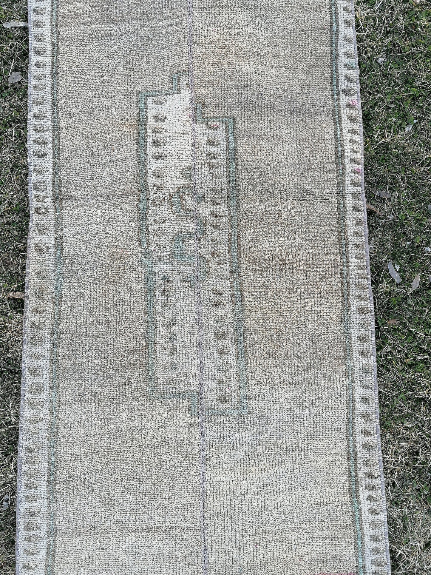 Turkish patchwork runner rug 2'2x11 neatural runner rug, vintage oushak rug, kitchen runner rug,hallway runner vintage runner rug