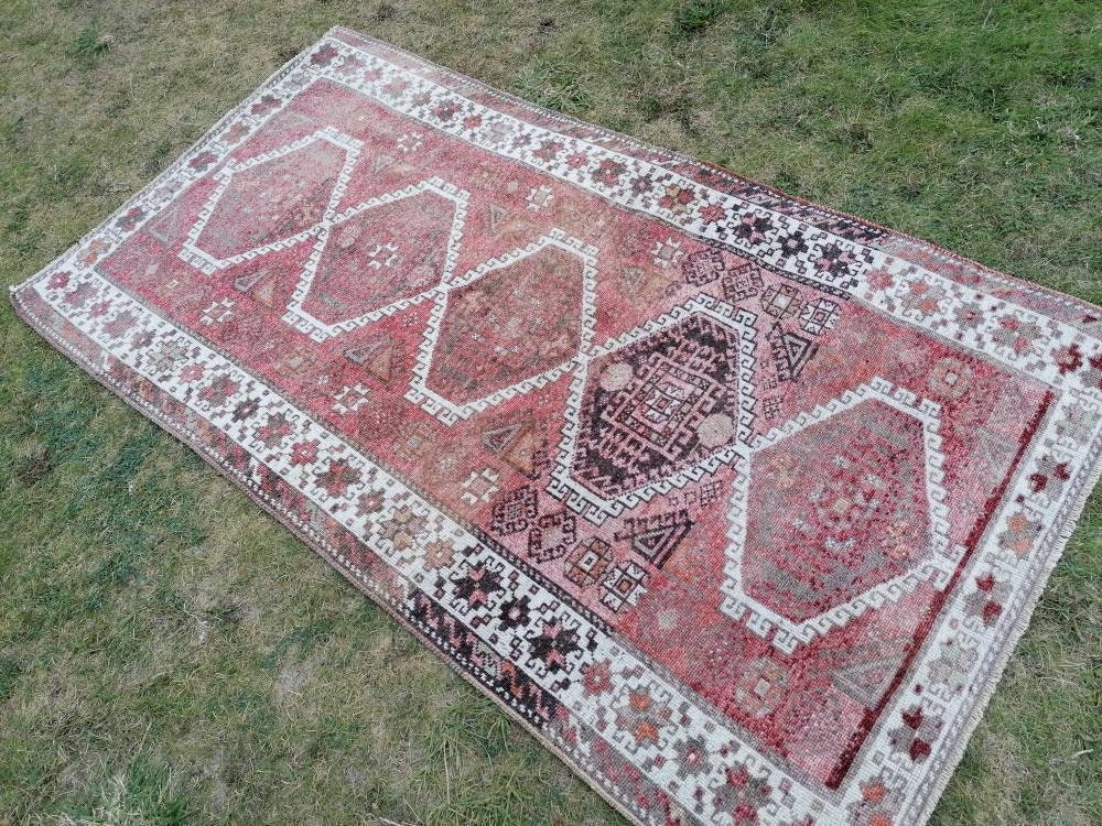 4.5 x 8.2 Vintage kurdish runner rug - handmade rug, Wool runner rug