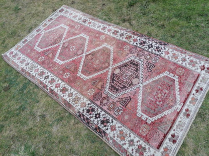 4.5 x 8.2 Vintage kurdish runner rug - handmade rug, Wool runner rug