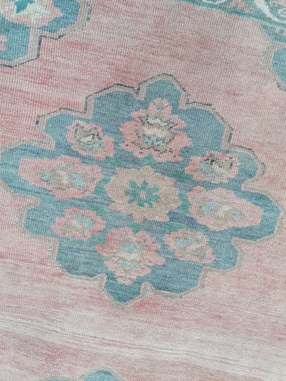 4'6x9'6 oushak turkish runner rug,vintage green runner rug, hallway runner rug, hand made wool runner, kitchen rug