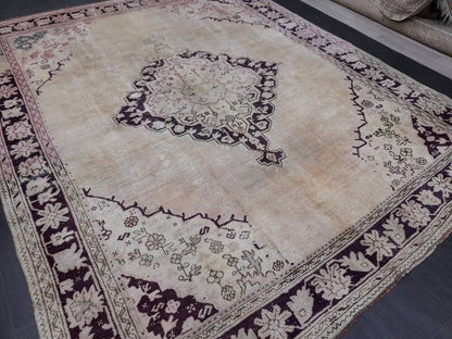 ANTIQUE OushakRug Muted Turkish Wool Rug Vintage 8x10 Rug Persian Rug Muted Oriental Rug Wool Purple Hand Knotted Rug