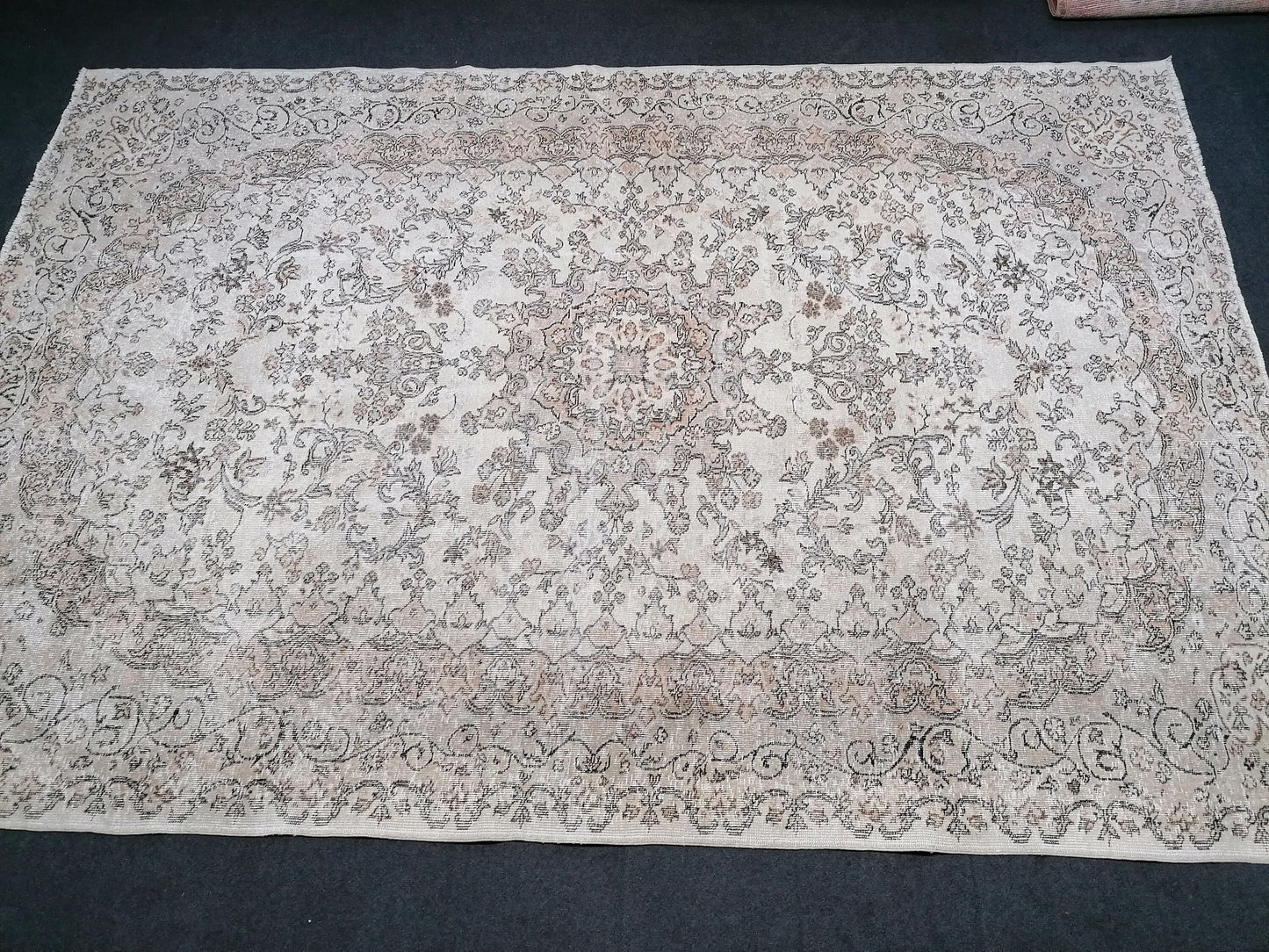 Oushak turkish rug 7.2 x 10.7 large wool rug, vintage knotted rug