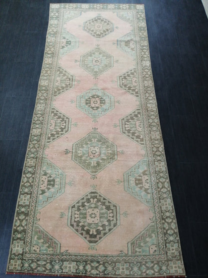 Oushak Runner Rug 10.4 x 4 Vintage Runner Rug Hallway Runner Rug Kitchen Runner Rug Wool Runner Rug Wool Oushak Rug