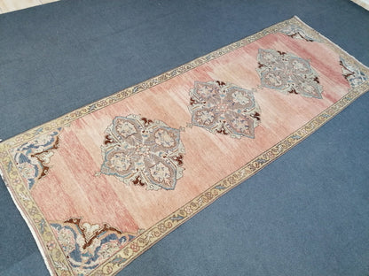 3'5x9'4 oushak wool runner rug,turkish handmade rug, hallway runner rug, vintage runner rug, kitchen runner rug
