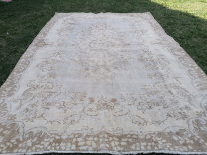 Large turkısh rug ,vıntage rug, pastel vıntage turkısh rug, hand made rug,wool rug 9'8x6'4 feet